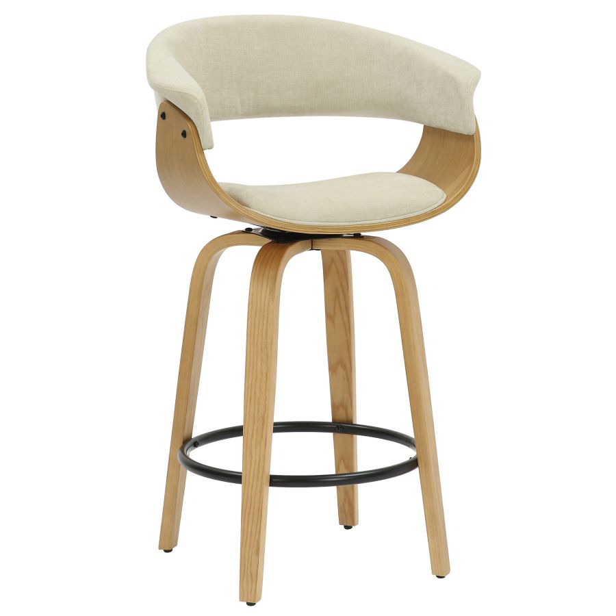 Holt 26" Counter Stool in Beige Fabric and Natural