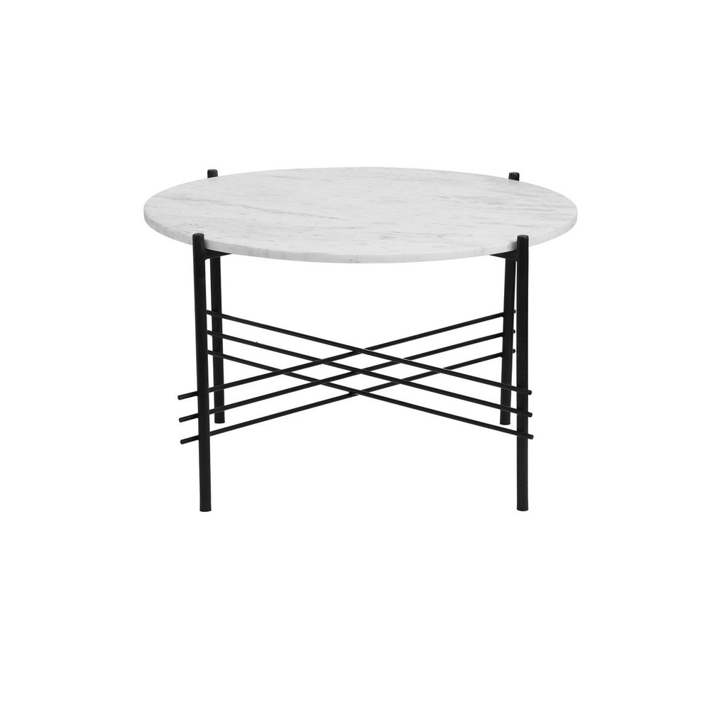 EDITH Coffee Table Condo size Marble Top Black Steel base