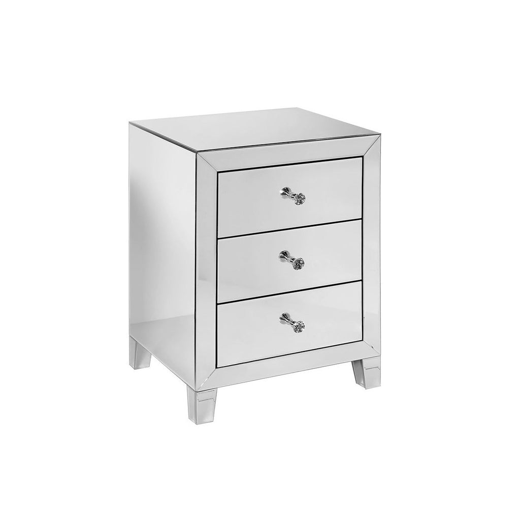 Mirror Glass Side Table Small 3 Drawer GY-14040