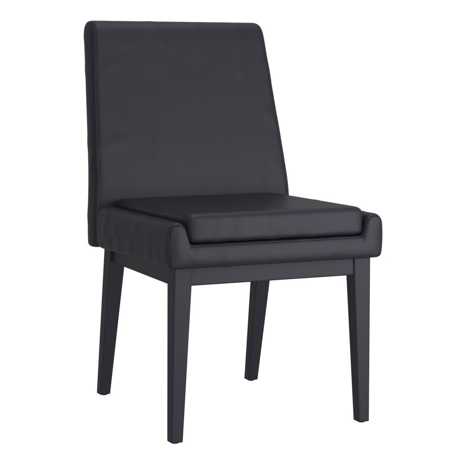 Cortez Dining Chair, Set of 2, in Black Faux Leather and Black
