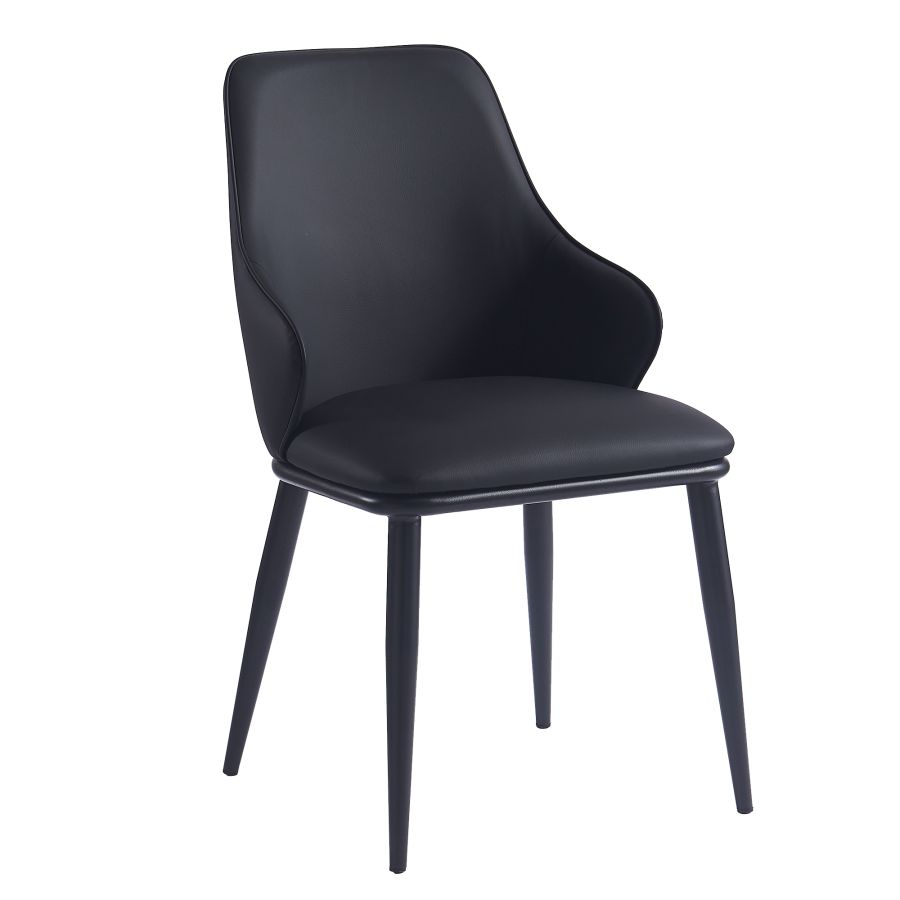 Kash Dining Chair, Set of 2, in Black Faux Leather and Black