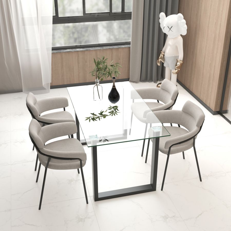 Franco/Axel 5pc Dining Set in Black with Grey Chair