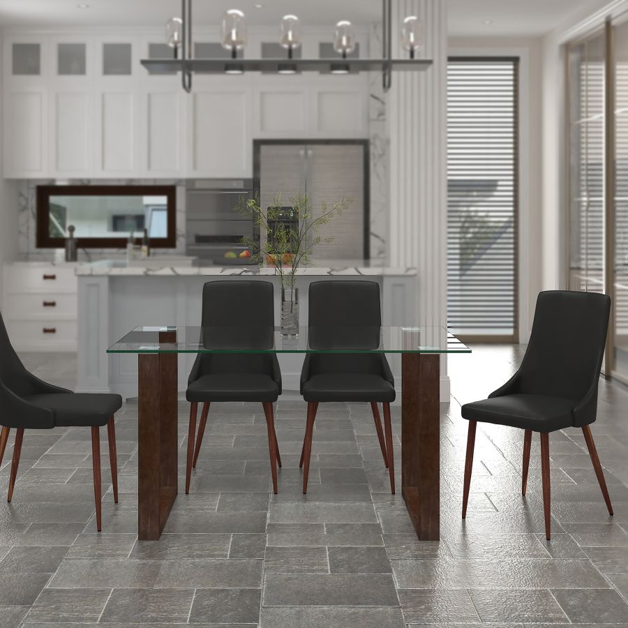 Franco/Cora 5pc Dining Set in Walnut with Black Chair