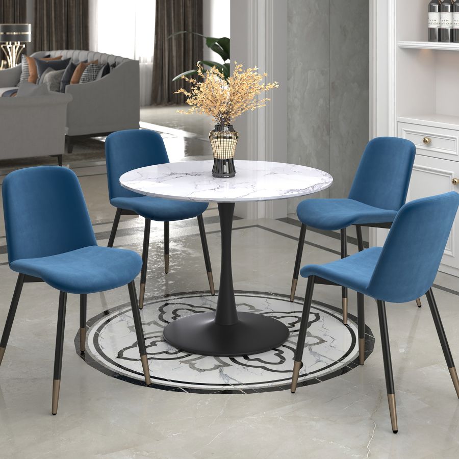 Zilo/Gabi Small 5pc Dining Set in Black with Blue Chair