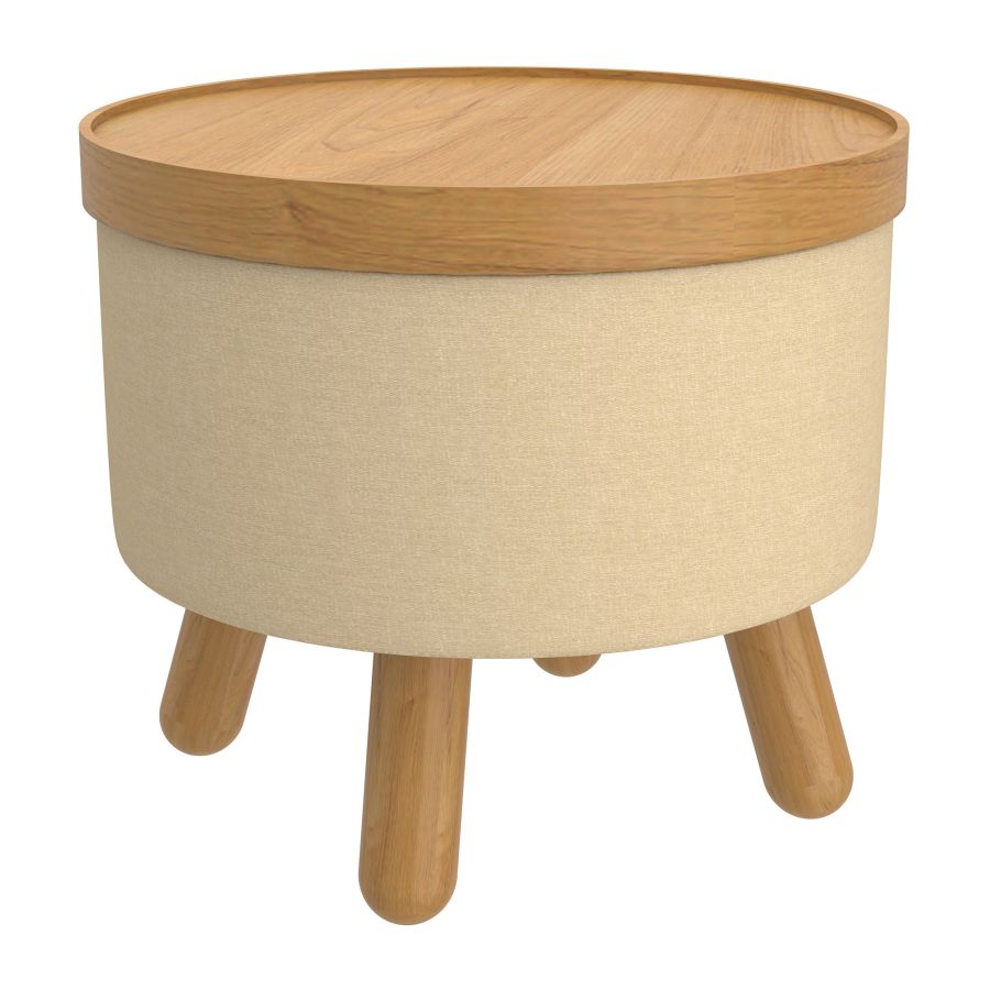Betsy Round Storage Ottoman with Tray