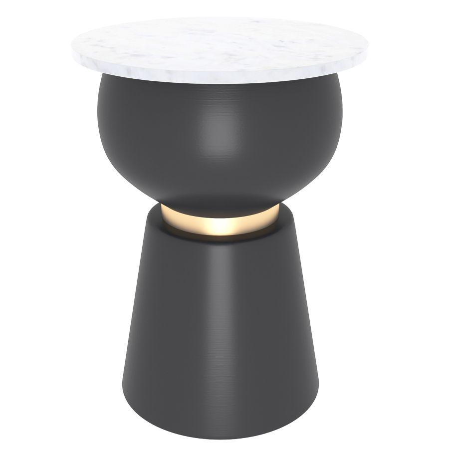 Alora Accent Table in Black and White and Brushed Gold