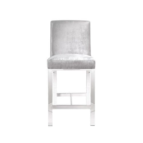 EMILIANO Counter Chair GY-COU-8121 E.Grey velvet with silver frame