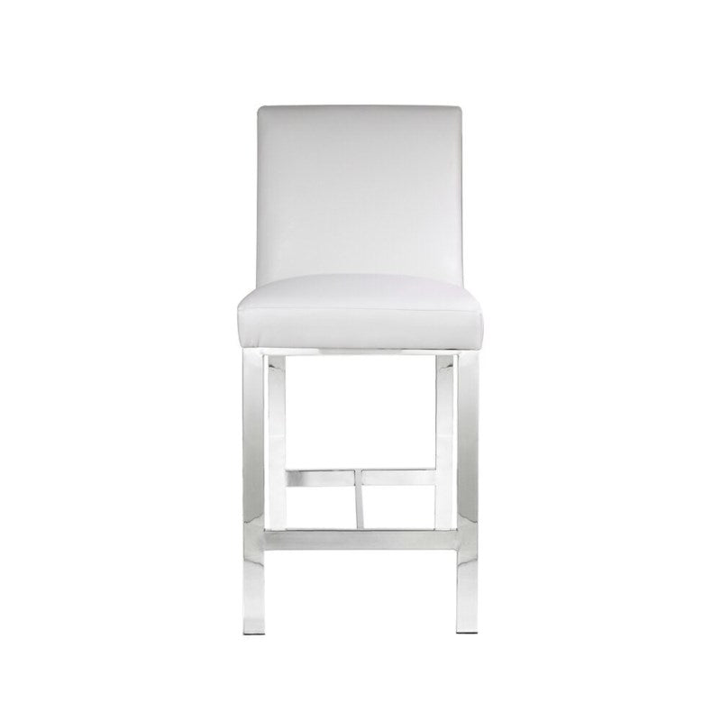 EMILIANO Counter Chair GY-COU-8121 White aspen PU with silver frame