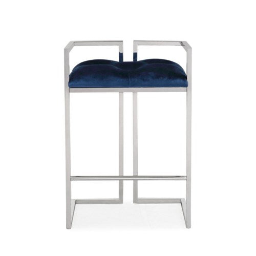 CORALIE Counter Chair GY-COU-8051 Blue Velvet w/ steel base