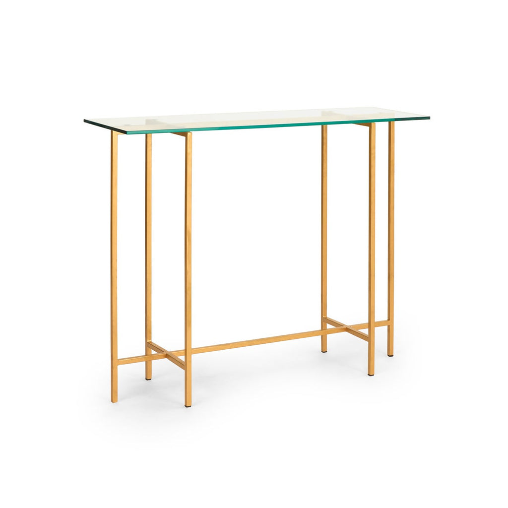 IDA GLASS TOP CONSOLE TABLE XC-CST-53760G NON KD GOLD FRAME