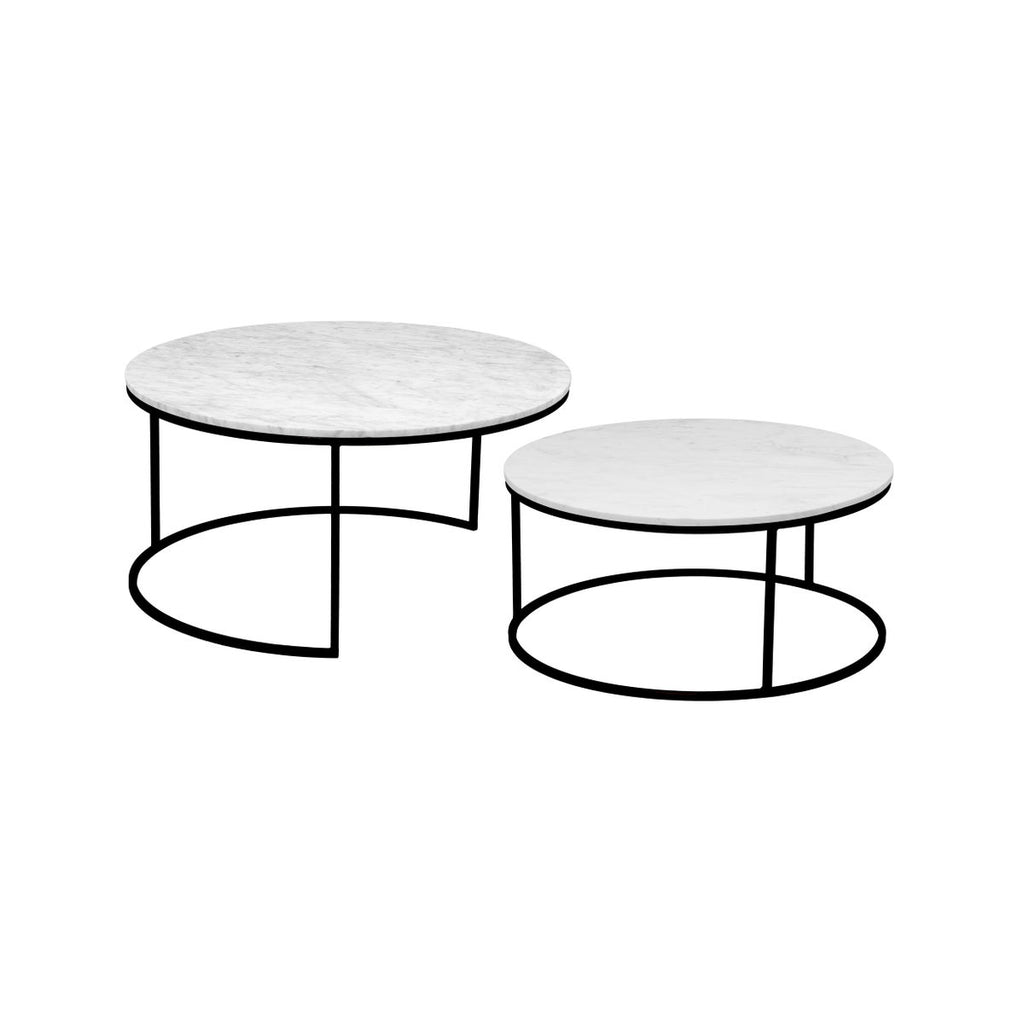 AMELIA Nesting Coffee Tables (set of 2) Marble top Black steel finish