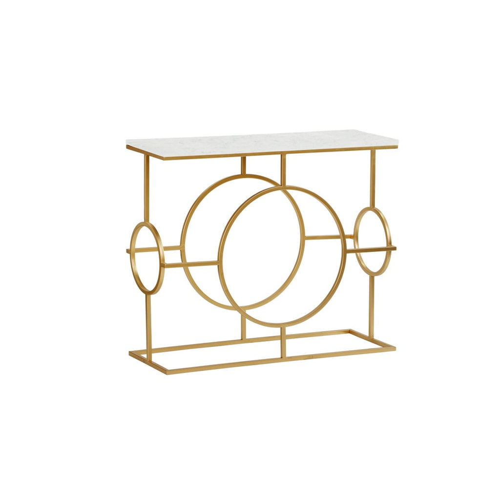 HARRISON Console Table GY-White Marble Top Gold Steel base
