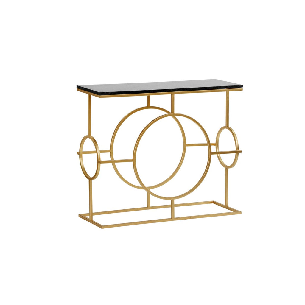 HARRISON Console Table GY- Black Marble Top Gold Steel base