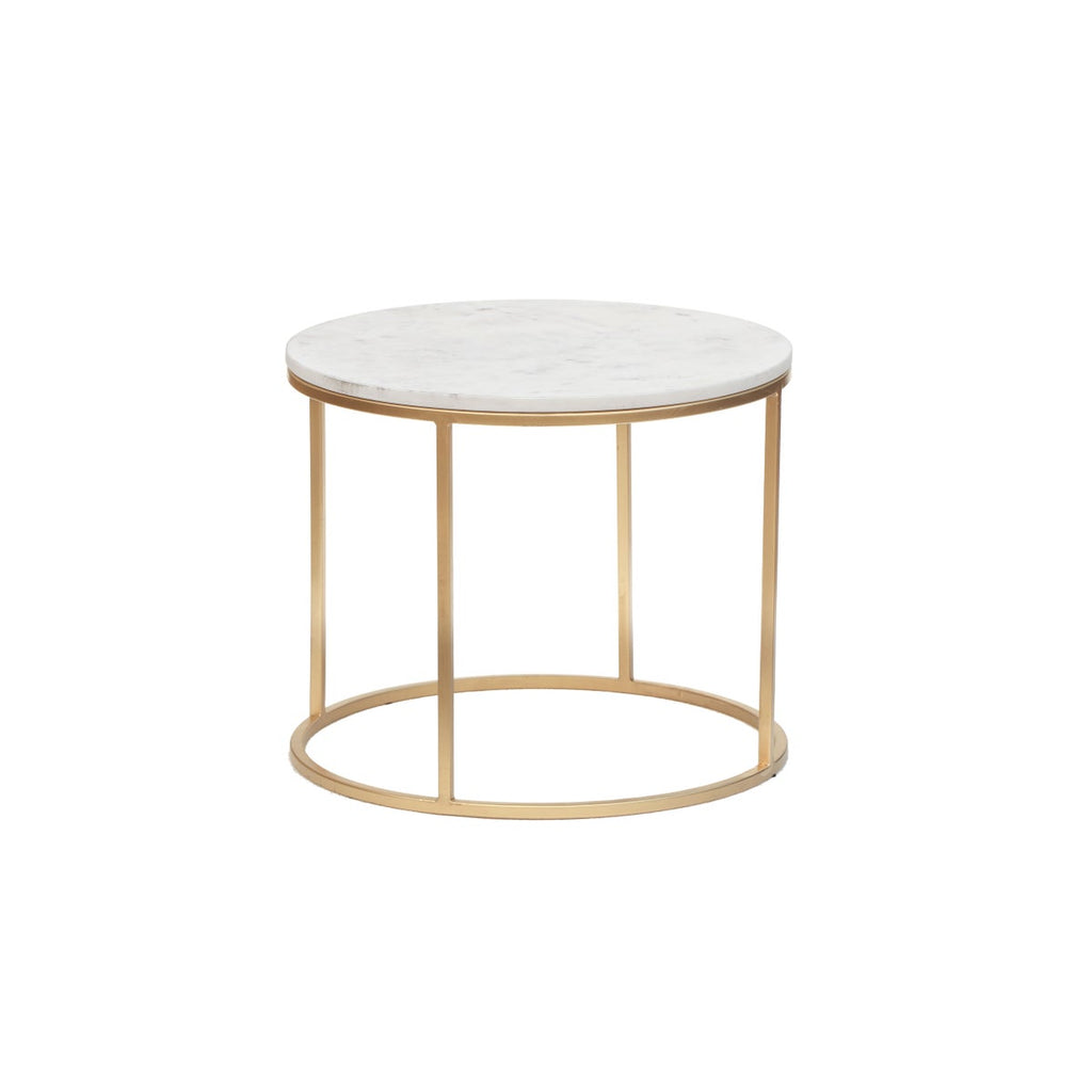 AMELIA End Table Marble Top Gold steel base