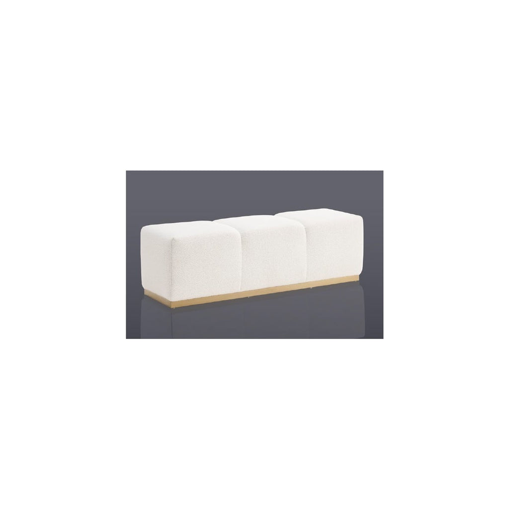 NELLY BENCH GY-BEN-8583BG brushed gold base with white fur