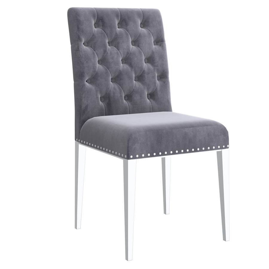 Azul Side Chair, set of 2, in Grey with Silver Legs