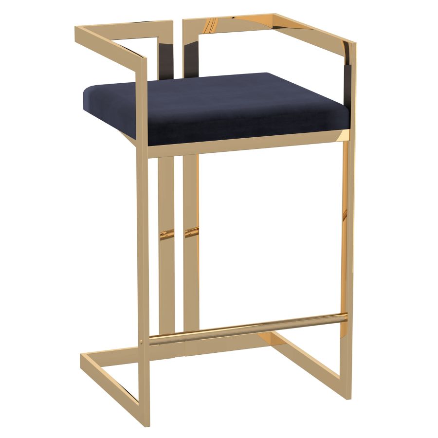 Cosmo 26" Counter Stool in Black with Gold Legs