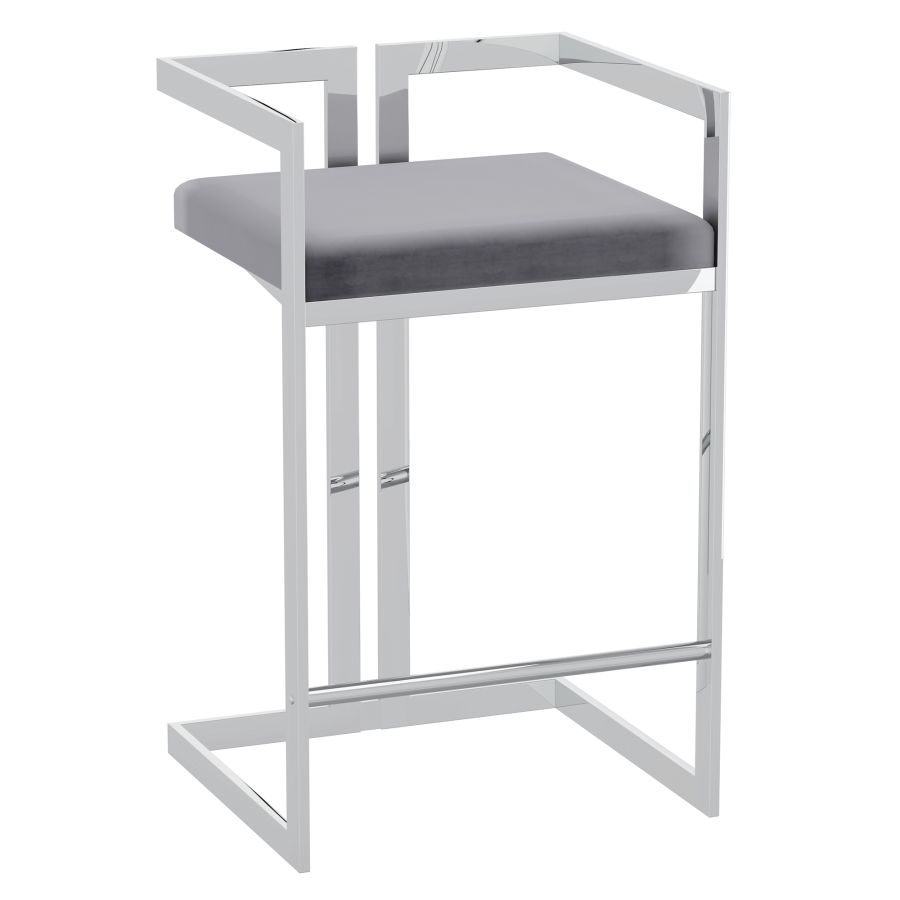 Cosmo 26" Counter Stool in Grey with Silver Legs