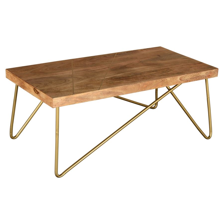 Madox Coffee Table in Natural and Aged Gold