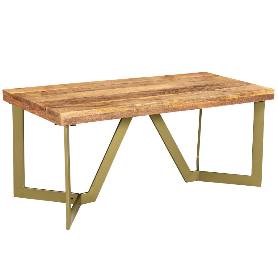 Zivah Coffee Table in Natural and Aged Gold