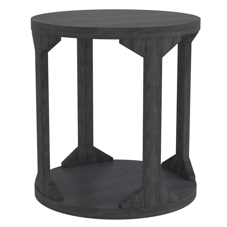 Avni Round Accent Table in Distressed Grey