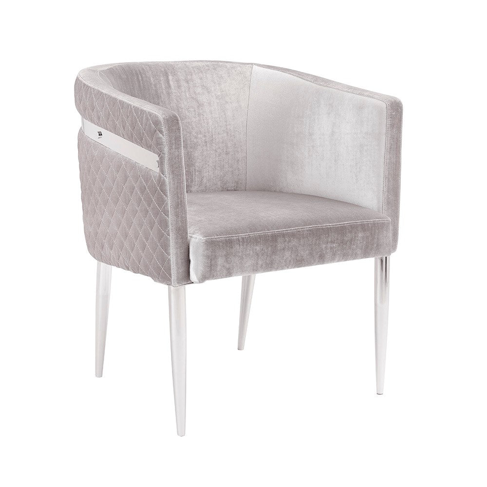 Anastasia Accent Chair  Grey Velvet