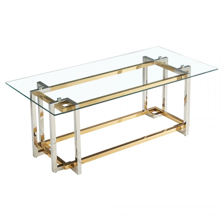 Florina Rectangular Coffee Table in Silver and Gold