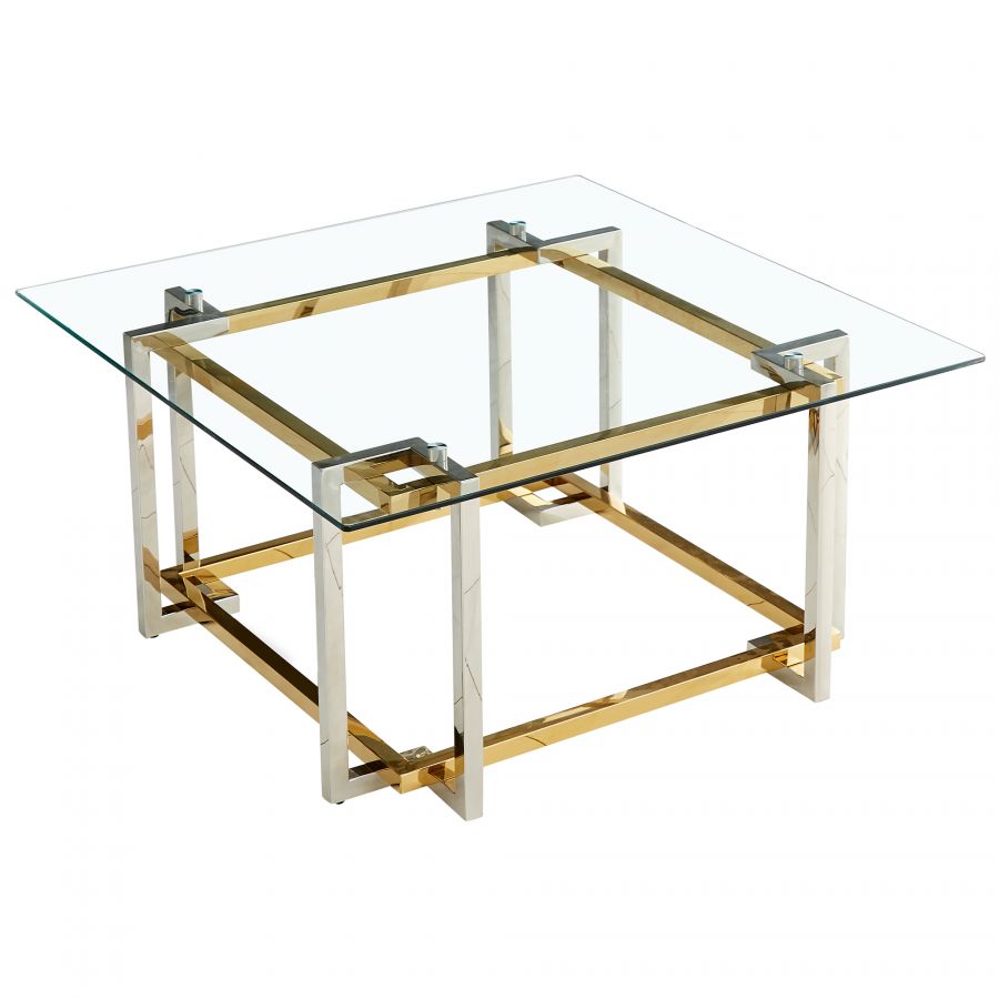 Florina Square Coffee Table in Silver and Gold
