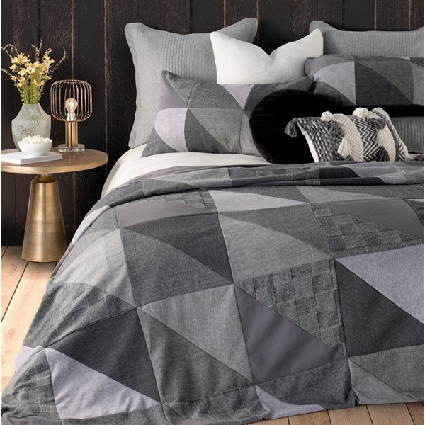 MATIS GREY AND CHARCOAL QUILT  SET