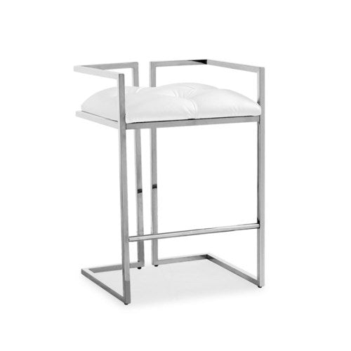 CORALIE Counter Chair GY-COU-8051 White Aspen w/ steel base