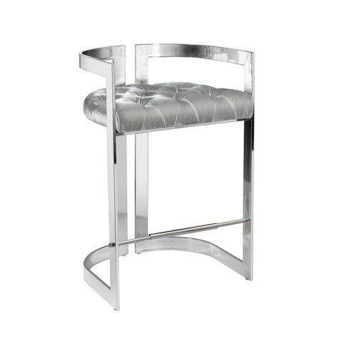 MAJESTIC Counter Chair GY-COU-8050 Grey Velvet w/ steel base