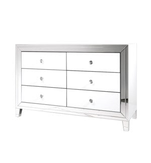 GY-WHT005 SIDEBOARD WHITE MIRROR 6 DRAWER W/ SOFT CLOSE
