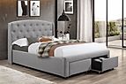 Grey Fabric Bed With 2 Front Pull Out Drawers Includes Mattress Support IF-5290